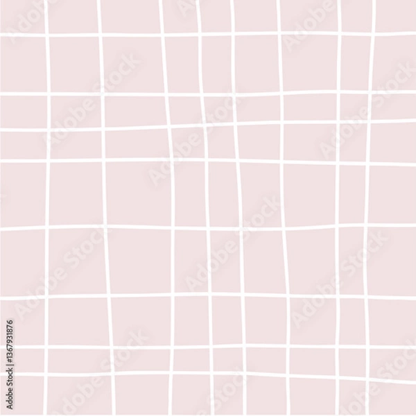 Obraz 歪んだ手描き風の格子柄背景_くすんだピンク