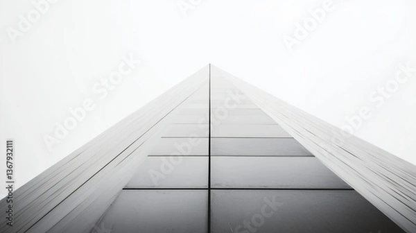 Fototapeta Architectural Pyramid Structure Reaching Skywards in Minimalist Black and White Style