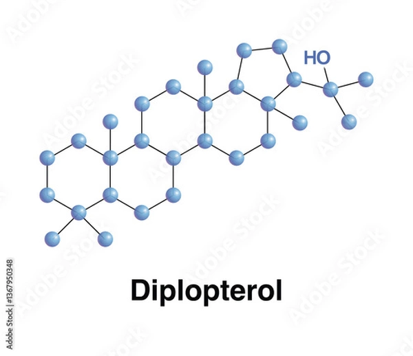 Obraz Diplopterol Triterpenoid Molecule Produced By Bacteria, Ferns, Protozoans. Biology Science Vector Illustration