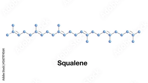 Obraz Squalene Organic Compound Vector Illustration. Triterpene Formula C30H50 Obtained From Shark Liver Oil. Topical Skin Lubrication And Protection. Vaccine Ingredient