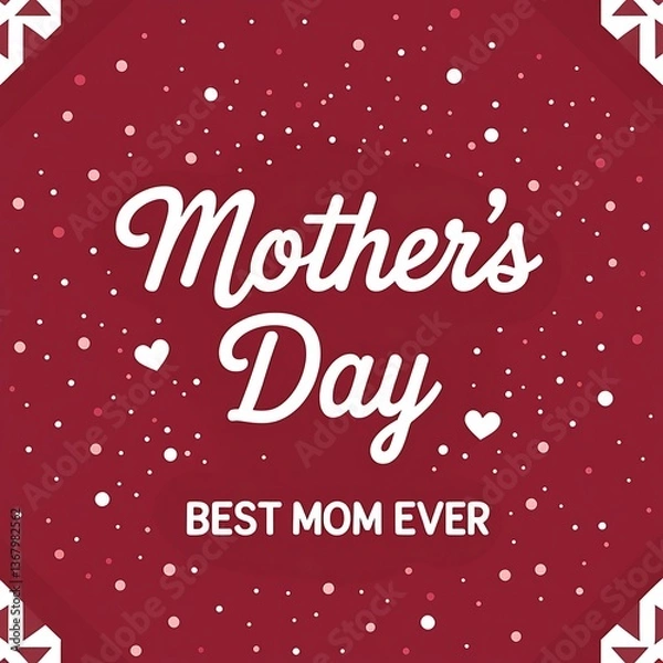 Obraz Mother's Day card featuring a vibrant red background adorned with white hearts