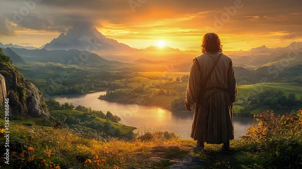 Obraz Warrior Overlooking Valley Hero’s Destiny