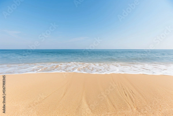 Obraz Tranquil Tropical Beach with Clear Blue Sky and Gentle Waves
