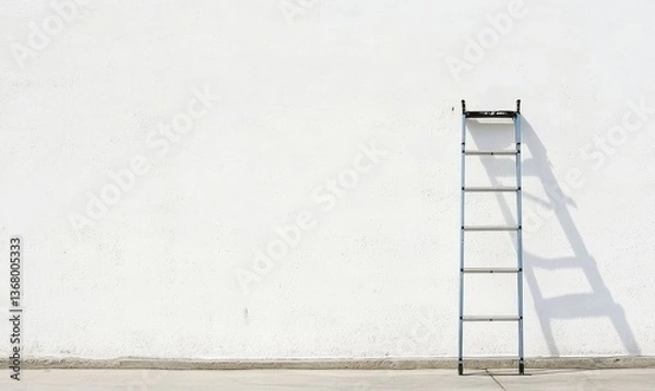 Fototapeta Aluminum foldable ladders are versatile tools that can create unique compositions with their shadows.