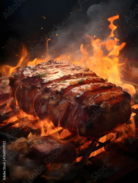 Fototapeta fire beef 