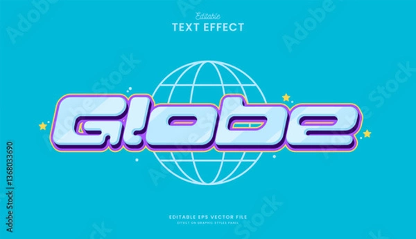 Fototapeta decorative y2k globe editable text effect design