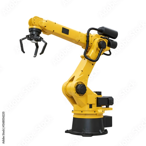 Fototapeta Robotic arm isolated on transparent background, PNG format