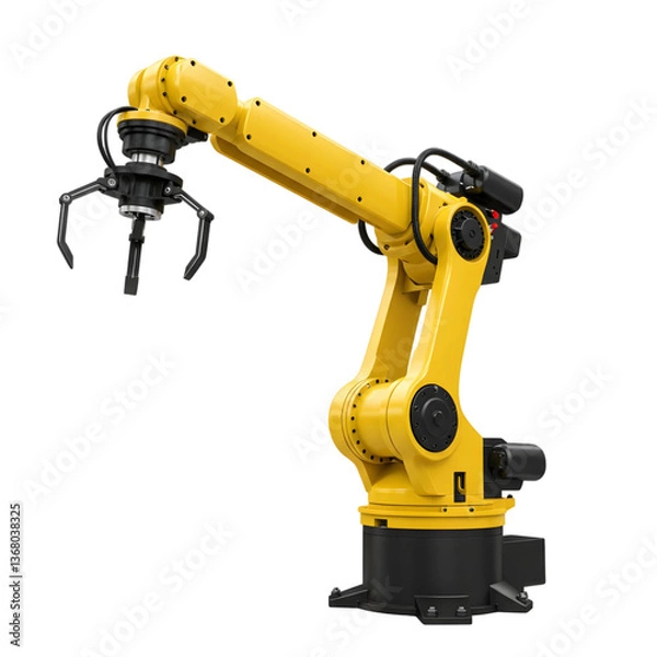 Fototapeta Robotic arm isolated on transparent background, PNG format