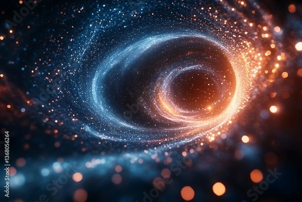 Obraz A swirling galaxy of SEO and digital marketing phrases, glowing in a dark, neon-lit space, creating a vibrant, interconnected network