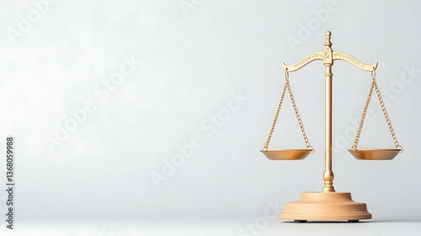 Fototapeta Gold scales of justice on light background