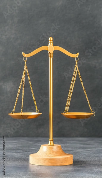 Obraz Golden scales of justice on dark background