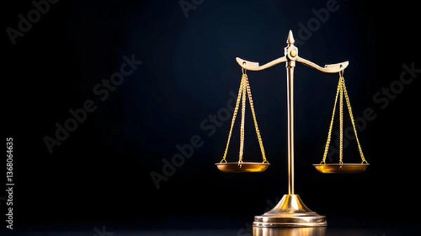 Obraz Golden scales of justice against dark background