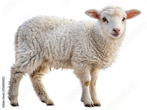 Obraz Cut out of young sheep isolated on transparent background
