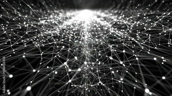 Fototapeta Abstract network pattern with symmetrical interconnected nodes.