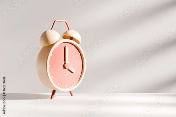 Fototapeta Pastel alarm clock with soft shadows.