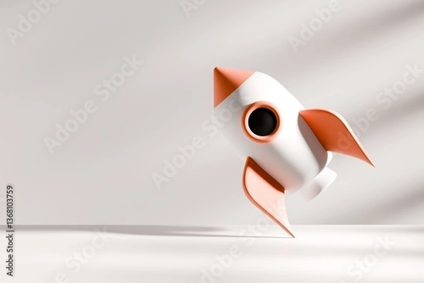 Fototapeta Stylized rocket in mid-flight
