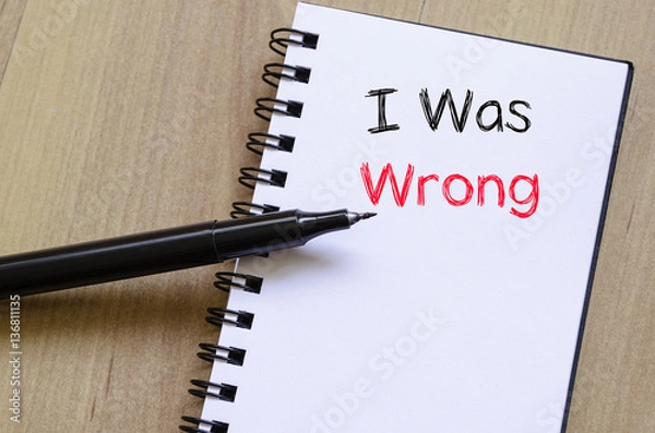 Fototapeta I was wrong concept on notebook
