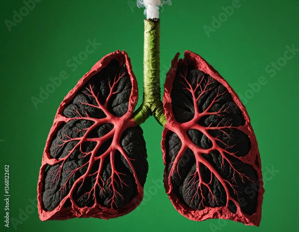 Fototapeta Visual exploration of human lungs transformed into vibrant art, merging nature and technology through innovative 3D animation techniques Generative AI