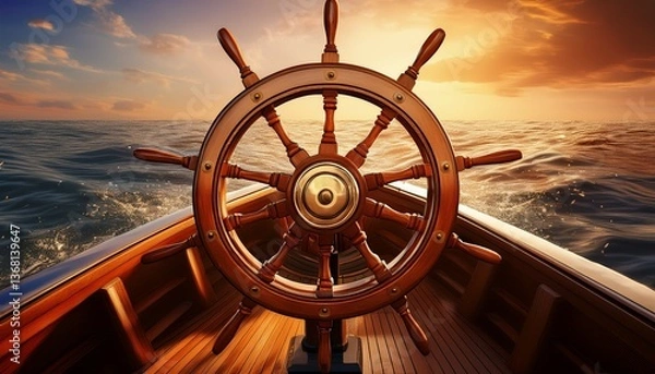 Obraz a rudder steering a ship representing guidance control and steering towards goals