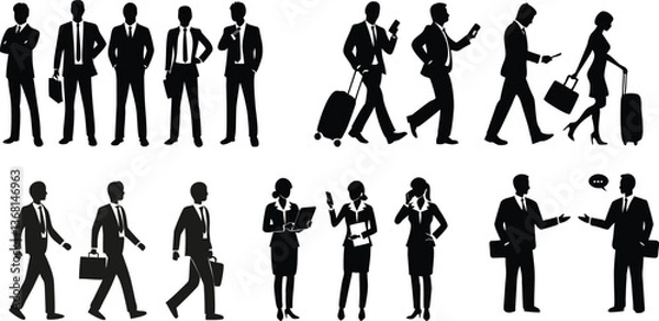 Fototapeta Vector icons illustrating people in business roles — ideal for representing teamwork, collaboration, leadership, and corporate functions.
