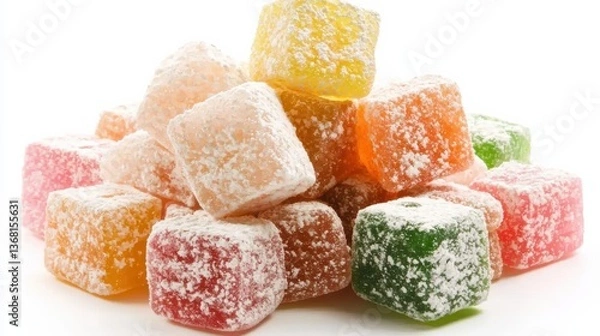 Obraz Colorful sugar-coated gummies studio setting food photography bright environment close-up sweet treats
