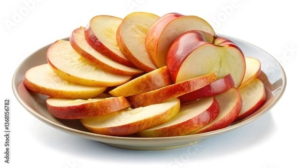 Obraz A plate of fresh red apple slices ready to eat healthy snack delicious fruit