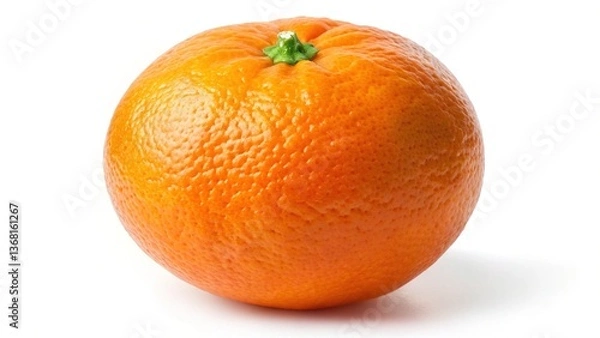 Obraz A Single Ripe Mandarin Orange Isolated on White Background A Vibrant Citrus Fruit Perfect for Healthy Eating and Juicing