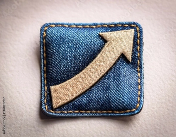 Obraz a denim patch featuring a prominent upward arrow design ideal for fashion and craft projects