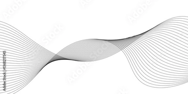 Fototapeta Vector black and white wave line. abstract business line