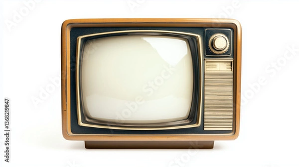 Fototapeta Old television isolated on white background, Selective focus retro and vintage television on white background, Grandpa tv.