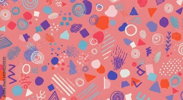 Fototapeta Abstract pattern background with colorful geometric shapes and lines