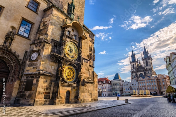 Obraz Rynek Starego Miasta w Pradze i Astronomiczna Wieża Zegarowa, Praga, Cze