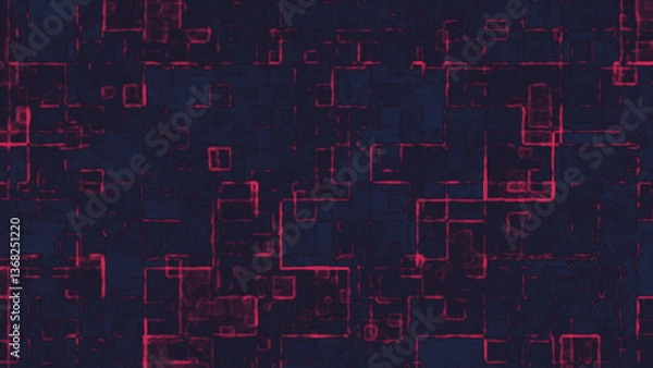 Fototapeta Futuristic Dark Background with Glowing Neon Geometric Shapes
