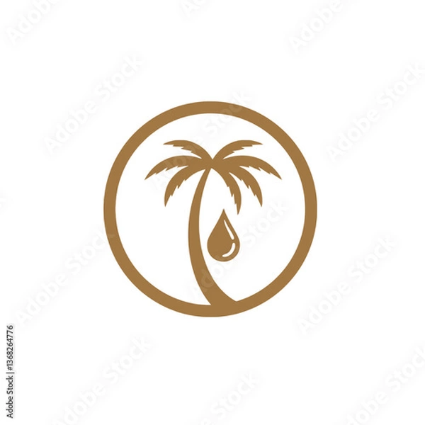 Obraz Palm Tree Logo with Oil Drop