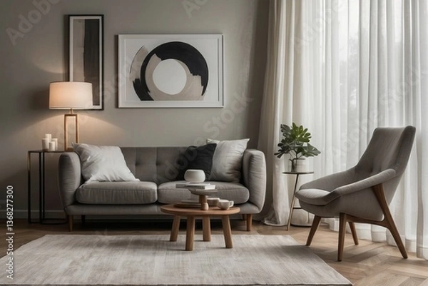 Fototapeta A Sophisticated and Elegant Living Room Setup