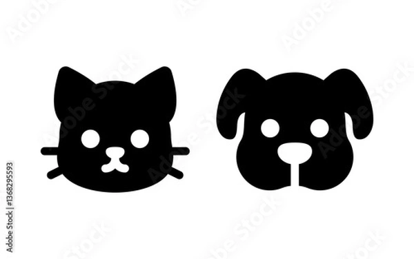 Obraz Cat and dog head icon.
