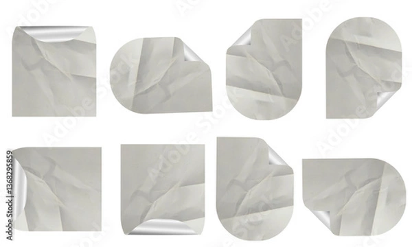 Fototapeta Blank Sticker Texture Tag Set For Mockup Template