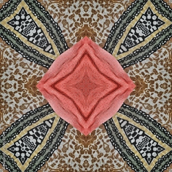 Fototapeta Embroidery and batik design concept. Antique art for clothing print, sublimation block etc. New trendy wallpaper, cover photo, interior decoration idea. Abstract pattern for the carpet background	