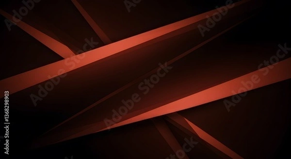 Fototapeta Abstract geometric background with dynamic orange strips and dark gradient