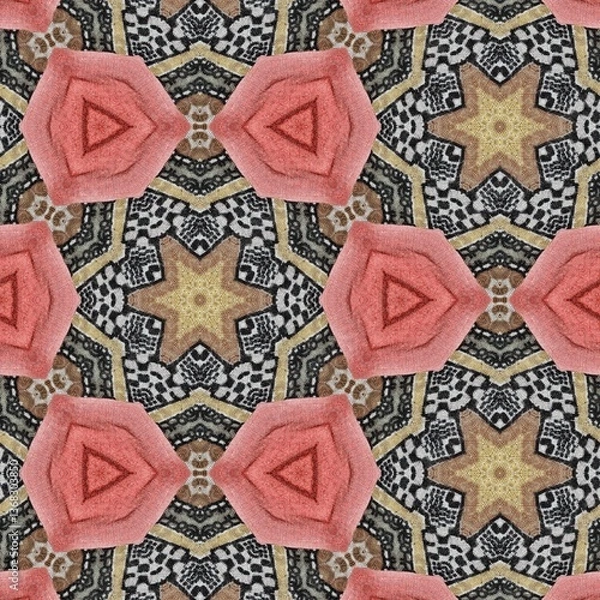 Fototapeta Embroidery and batik design concept. Antique art for clothing print, sublimation block etc. New trendy wallpaper, cover photo, interior decoration idea. Abstract pattern for the carpet background	