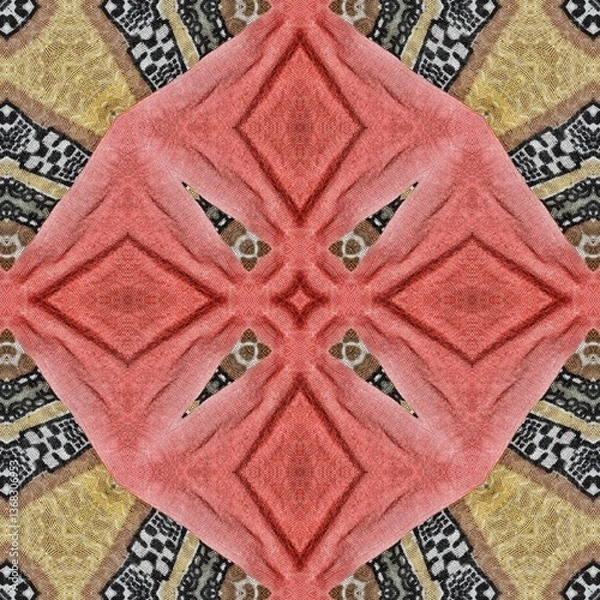 Fototapeta Embroidery and batik design concept. Antique art for clothing print, sublimation block etc. New trendy wallpaper, cover photo, interior decoration idea. Abstract pattern for the carpet background	
