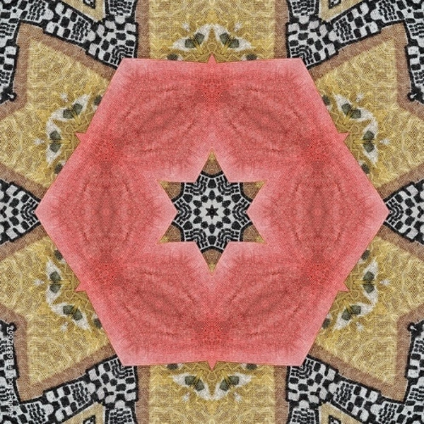 Fototapeta Embroidery and batik design concept. Antique art for clothing print, sublimation block etc. New trendy wallpaper, cover photo, interior decoration idea. Abstract pattern for the carpet background	
