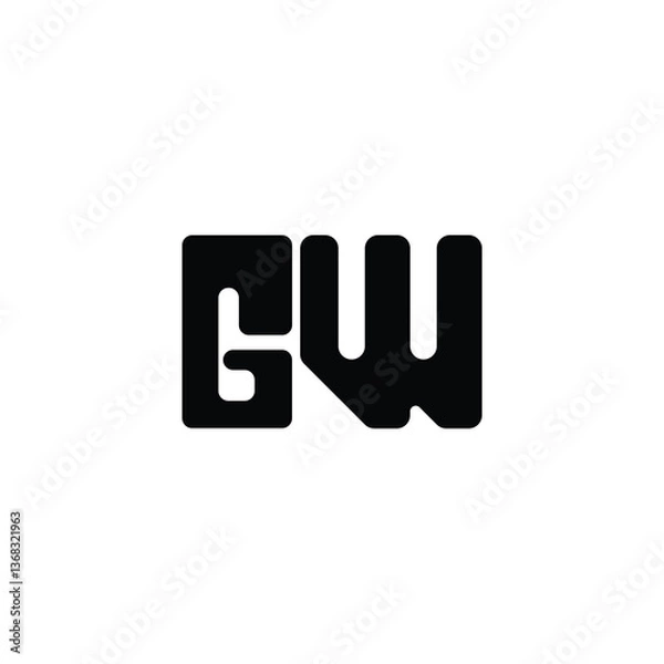 Fototapeta GW monogram logo design letter text name symbol monochrome logotype alphabet character simple logo