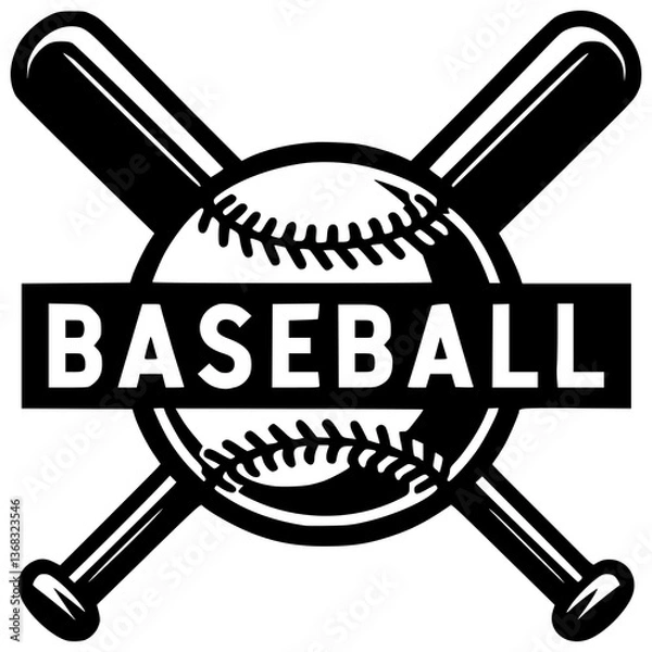 Fototapeta Baseball Icon: A dynamic vector illustration showcases the essence of baseball with crossed bats and a baseball, embodying energy and passion.