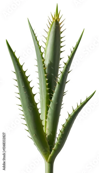 Fototapeta Single Aloe Vera: Fresh Green Leaf with Rich Succulent Appeal