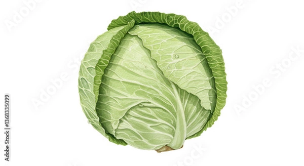 Obraz Isolated Fresh Green Cabbage Head