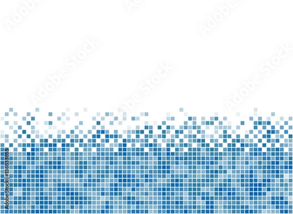 Obraz Abstract blue mosaic bottom stripe with white copy space.