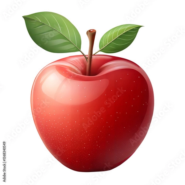 Fototapeta red apple isolated on transparent background. apple, fruit, food, red, leaf, isolated, healthy.
