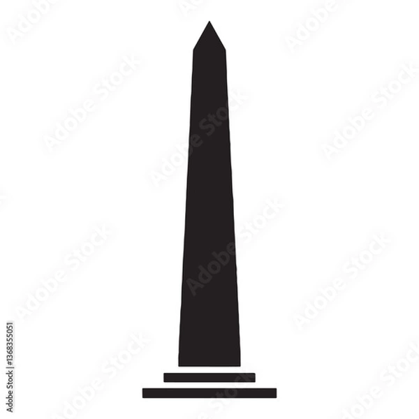 Obraz Towering Obelisk silhouette, reaching toward the heavens - Obelisk illustration - Obelisk vector - Egyptian monument silhouette - Egyptian silhouette

