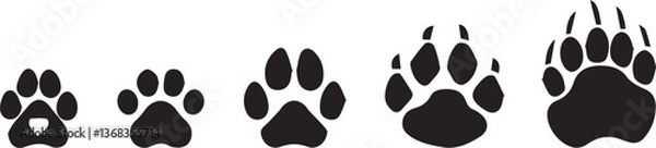Fototapeta cat and dog paw prints vector icon